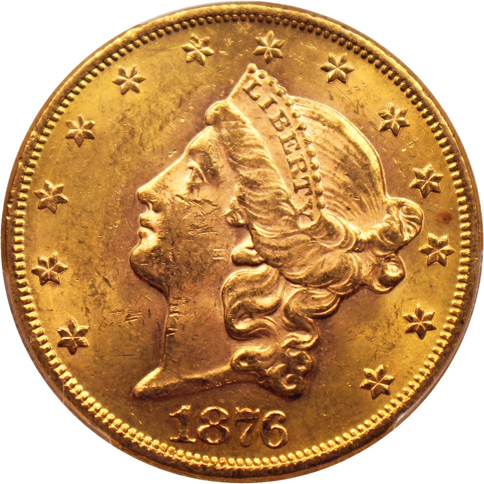 image for: 1876 $20 PCGS MS62