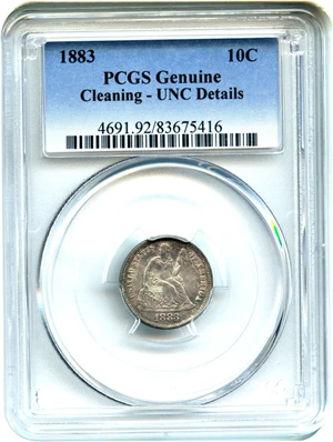 image for: 1883 10c PCGS UNC Details (Cleaning)