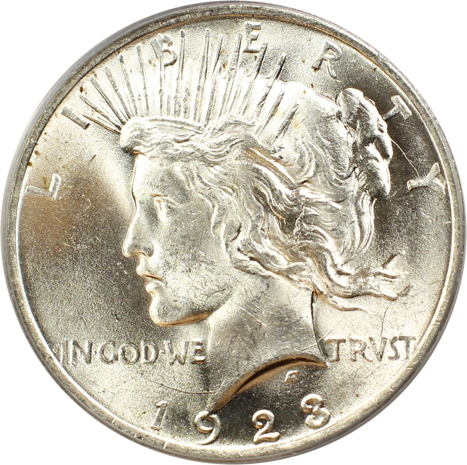 image for: 1923 $1 PCGS MS63 (VAM-1V, Extra Hair)