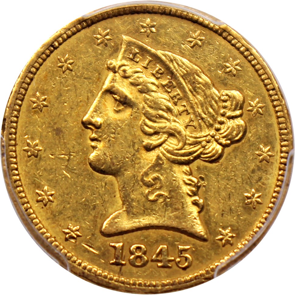 image for: 1845 $5 PCGS/CAC AU58