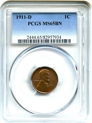 image for: 1911-D 1c PCGS MS65 BN