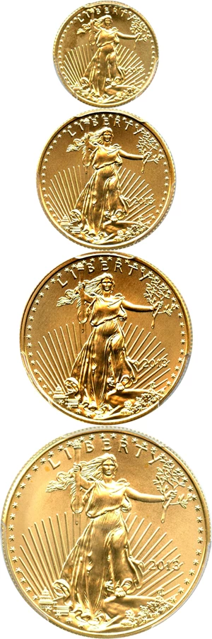 image for: 2013 Gold Eagle Set PCGS MS70 (4 coins: $5, $10, $25, $50, Philip Diehl Signature)