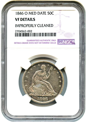 image for: 1846-O 50c NGC VF Details (Medium Date, Improperly Cleaned)