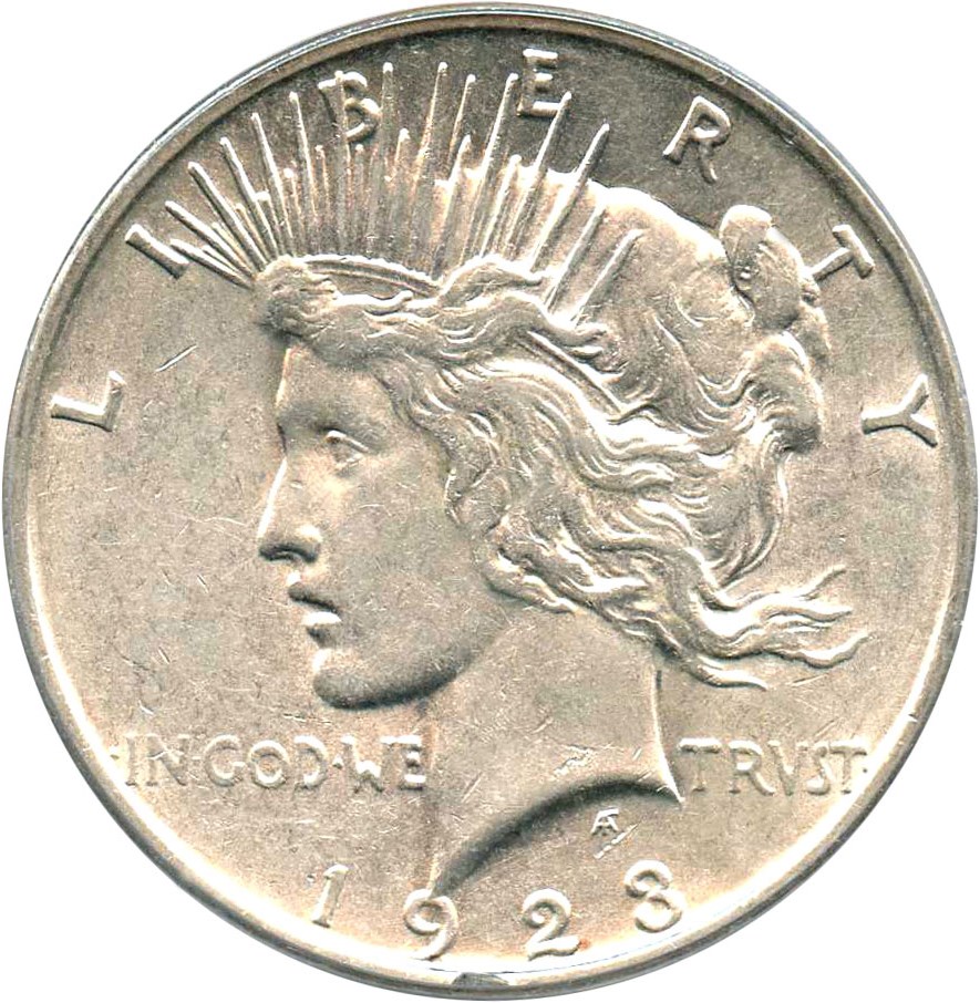 image for: 1923-D $1 PCGS AU53 (VAM-2 Doubled Eagle Head)