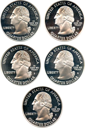 image for: 2004-S Statehood Quarter Set 25c NGC Proof 69 UCAM (Silver, 5 Coins)