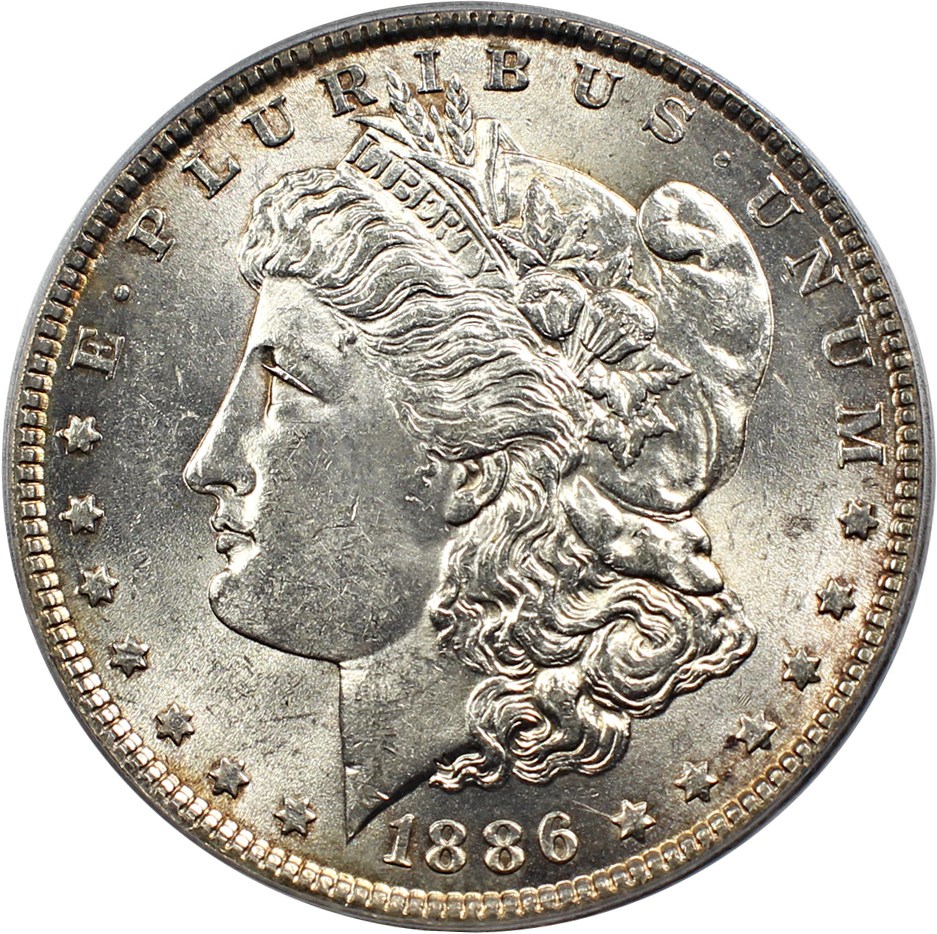 image for: 1886 $1 PCGS AU58 (VAM-21, Line in M, MPD)