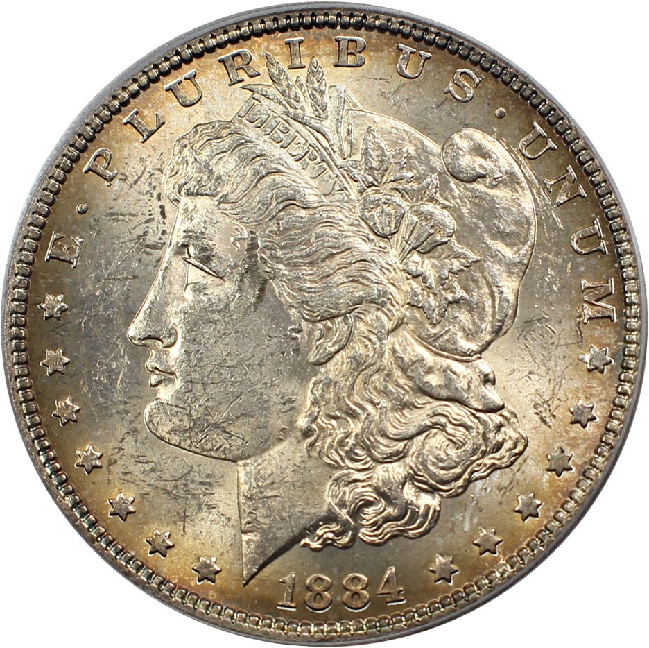 image for: 1884 $1 PCGS MS61 (VAM-4, Small Dot)
