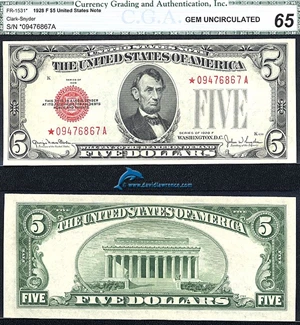 image for: Fr.1531* 1928-F $ 5 CGA Gem CU 65 *Star*