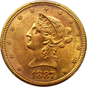 image for: 1887-S $10 PCGS/CAC MS63