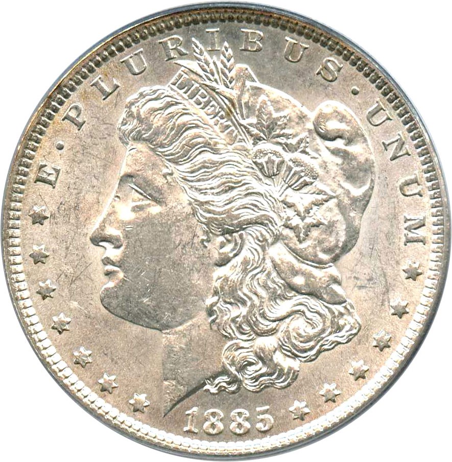 image for: 1885 $1 PCGS AU58 (VAM-1B, Pitted Reverse)