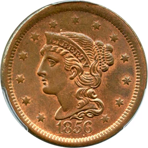 image for: 1856 1c PCGS/CAC MS65 RB (Slanted 5)