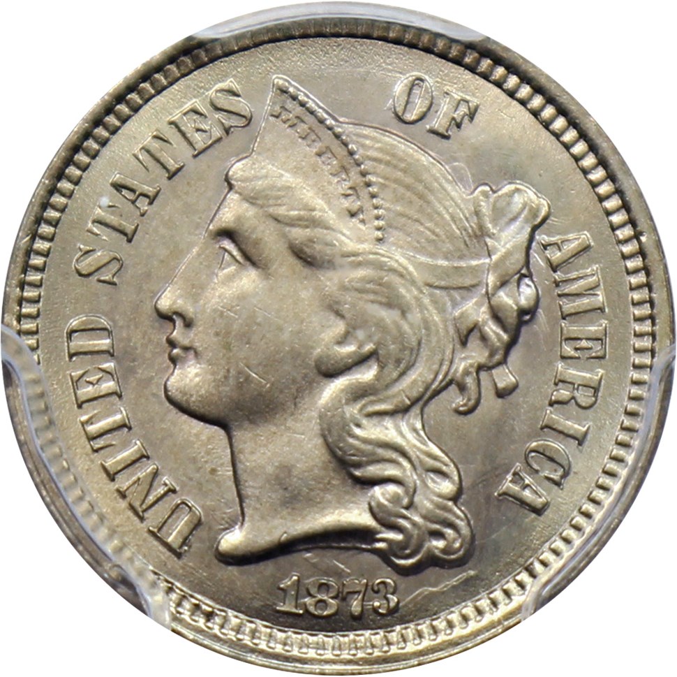 image for: 1873 3CN PCGS/CAC MS65 (Open 3)