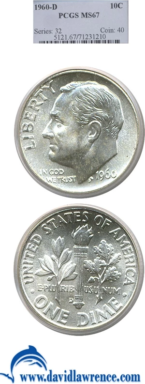 image for: 1960-D 10c PCGS MS67