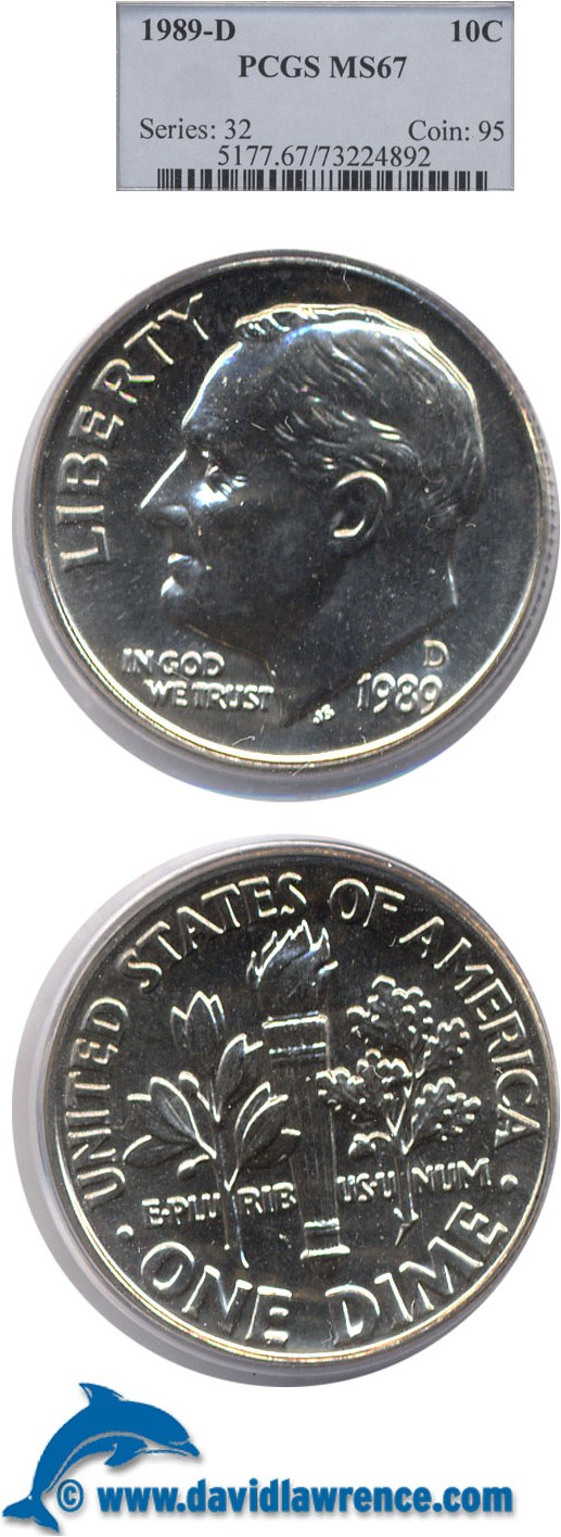 image for: 1989-D 10c PCGS MS67
