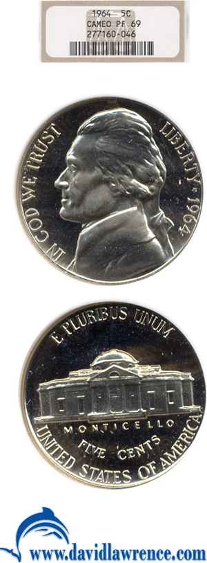 image for: 1964 5c NGC Proof 69 Cameo