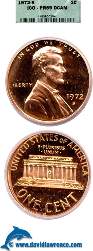 image for: 1972-S 1c ICG Proof 69 DCameo