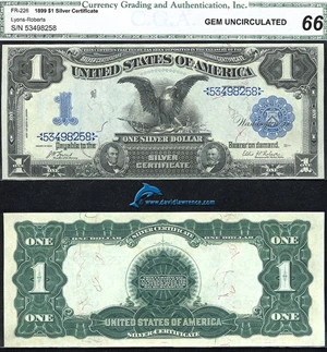 image for: Fr.226 1899 $ 1 Black Eagle CGA Gem CU 66