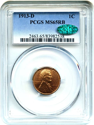 image for: 1913-D 1c PCGS/CAC MS65 RB