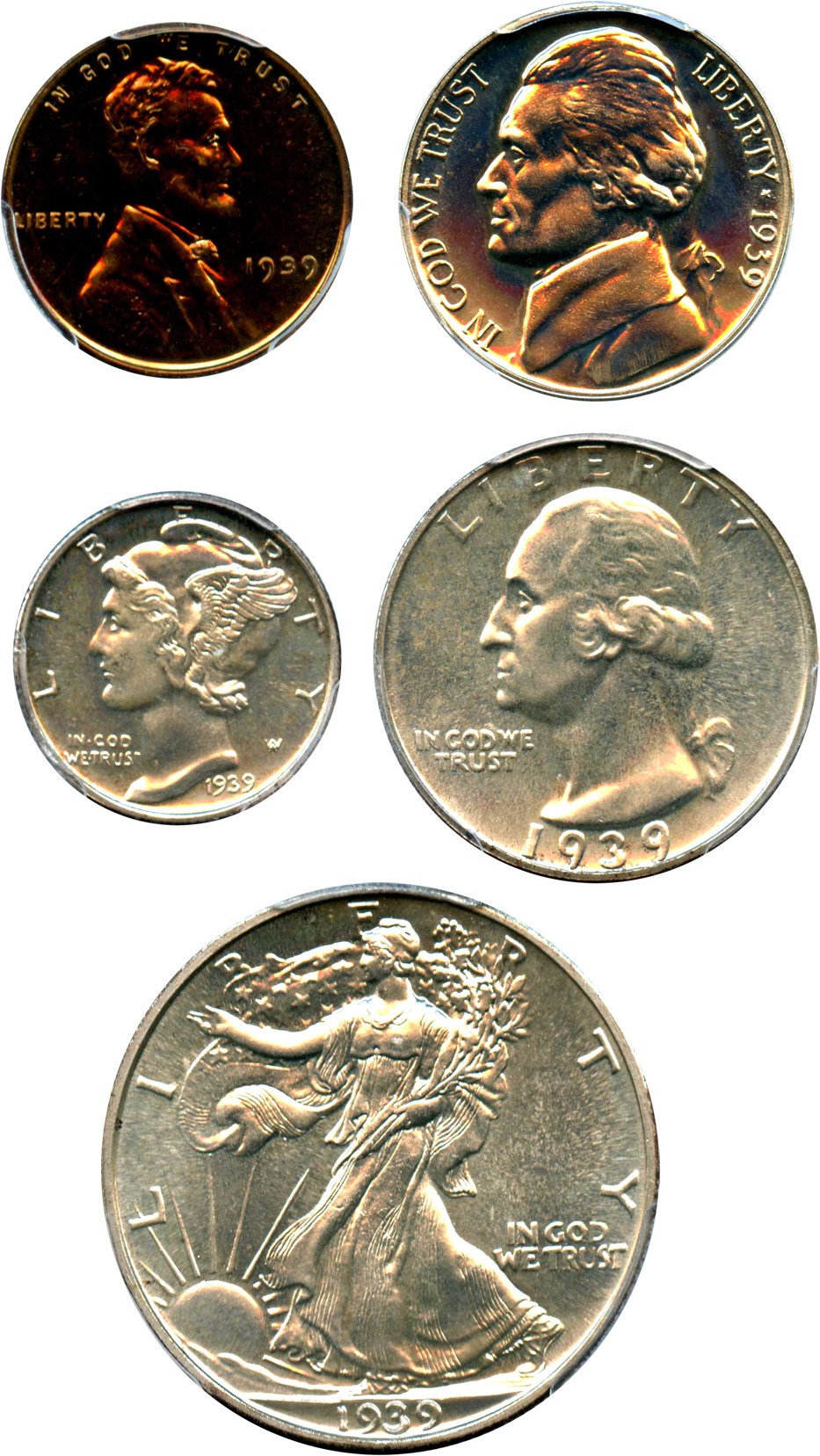 image for: 1939 Proof Set PCGS/CAC Proof 64-66 (5 Coins)