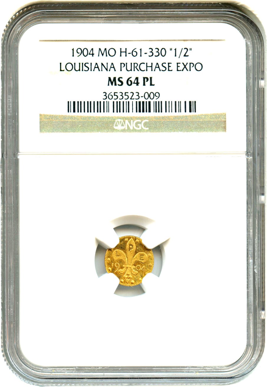 image for: 1904 Louisiana Purchase Expo Gold Token 1/2 Gold Token NGC MS64 PL