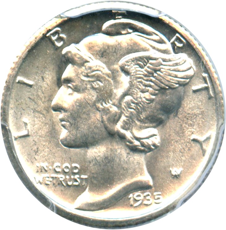 image for: 1935-S 10c PCGS MS65