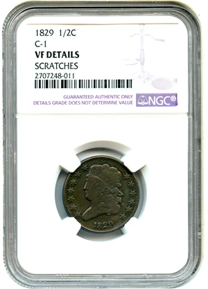 image for: 1829 1/2c NGC VF Details (C-1, Scratches)