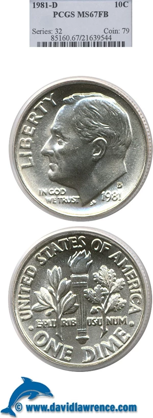 image for: 1981-D 10c PCGS MS67FB