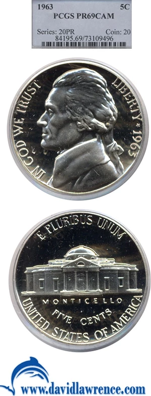 image for: 1963 5c PCGS Proof 69 Cameo