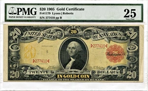 image for: FR. 1179 1905 $20 Gold Certificate PMG Very Fine 25 Lyons | Roberts