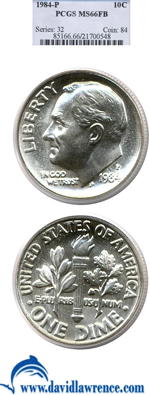 image for: 1984-P 10c PCGS MS66 FB