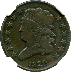 image for: 1829 1/2c NGC VF Details (C-1, Scratches)