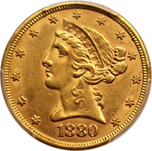 image for: 1880 $5 PCGS AU58