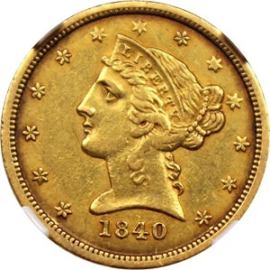 image for: 1840-O $5 NGC AU55 (Small Diameter)