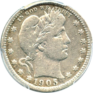 image for: 1905 25c PCGS F Details (Cleaned)