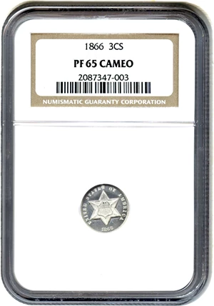 image for: 1866 3cS NGC Proof 65 CAM