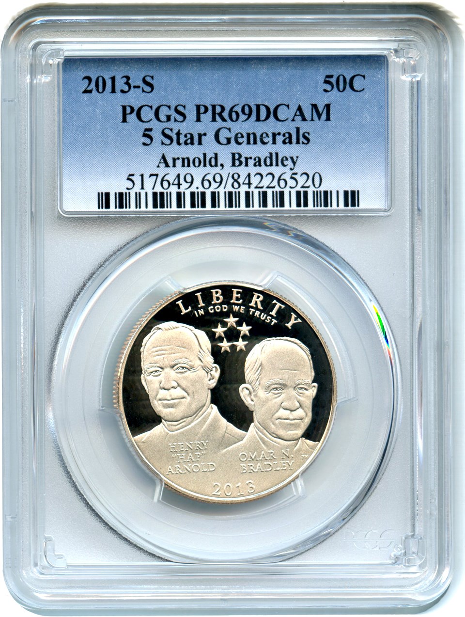 image for: 2013-S 5 Star Generals 50c PCGS Proof 69 DCAM
