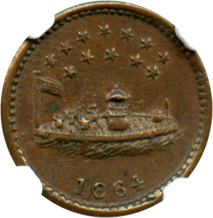 image for: 1864 Civil War Token NGC MS62 BN (Our Navy, F-241/336a)