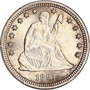 image for: 1891-S 25c PCGS MS65