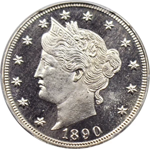 image for: 1890 5c PCGS Proof 65 CAM