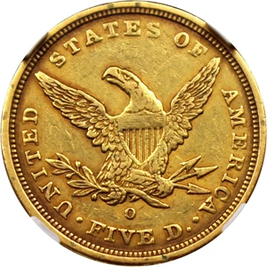 image for: 1840-O $5 NGC AU55 (Small Diameter)