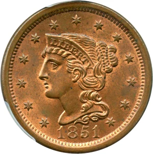 image for: 1851 1c PCGS MS66 RB (Newcomb 2)