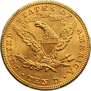 image for: 1893 $10 PCGS UNC Detail (Cleaned)
