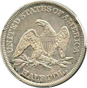 image for: 1863 50c PCGS XF Details (Repaired)