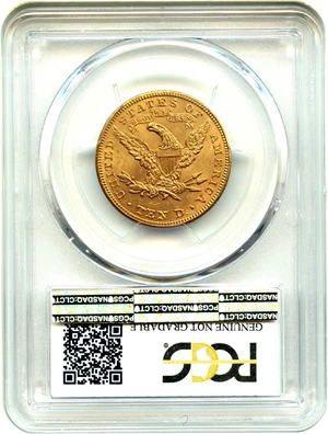 image for: 1893 $10 PCGS UNC Detail (Cleaned)
