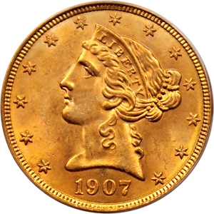 image for: 1907-D $5 PCGS MS65 (OGH)
