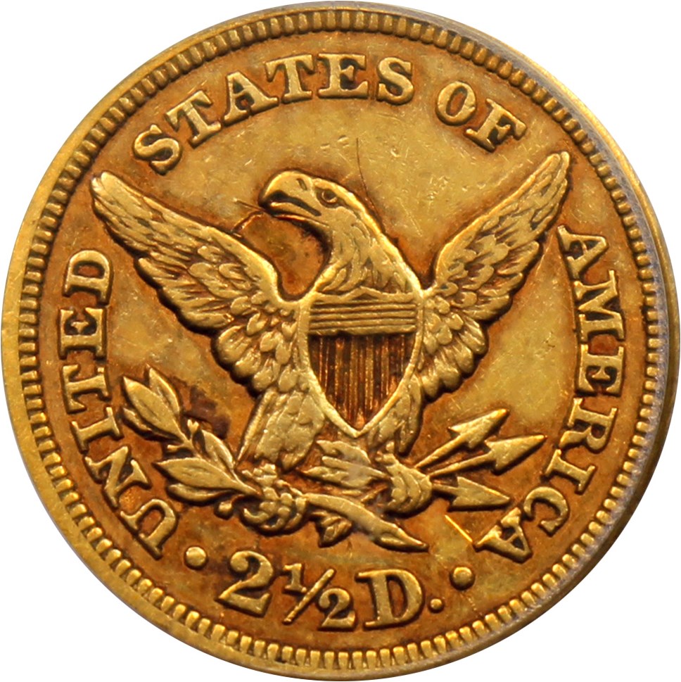 image for: 1845 $2 1/2 PCGS/CAC XF45