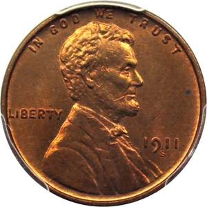 image for: 1911-S 1c PCGS MS65 RB