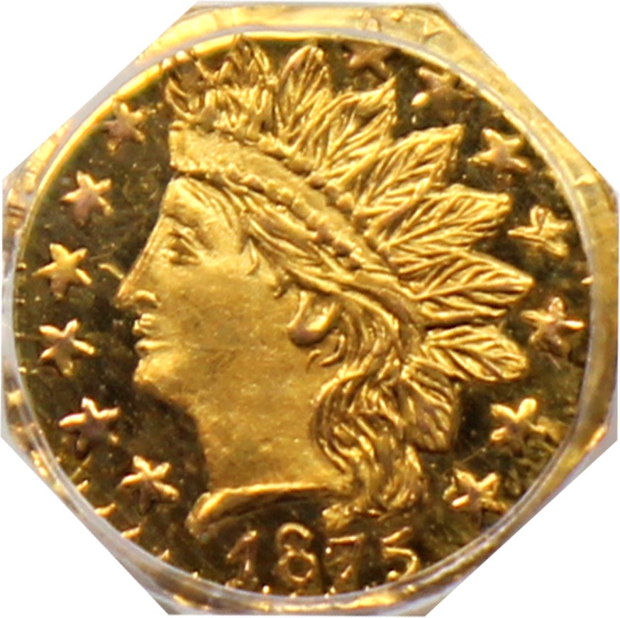 image for: 1875 Cal. Gold 25c PCGS MS64 (BG-798)