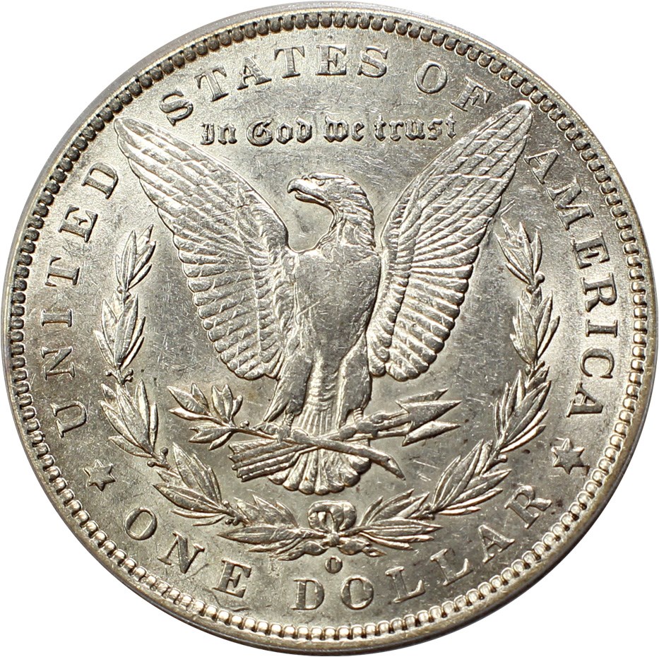 image for: 1891-O $1 PCGS/CAC AU53 (VAM-1B, Pitted Reverse)