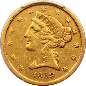image for: 1859-C $5 PCGS VF30